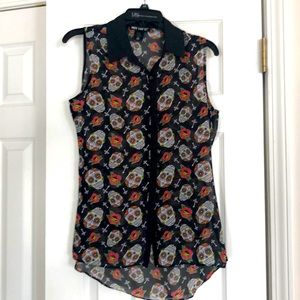 Sleeveless sheer tank.